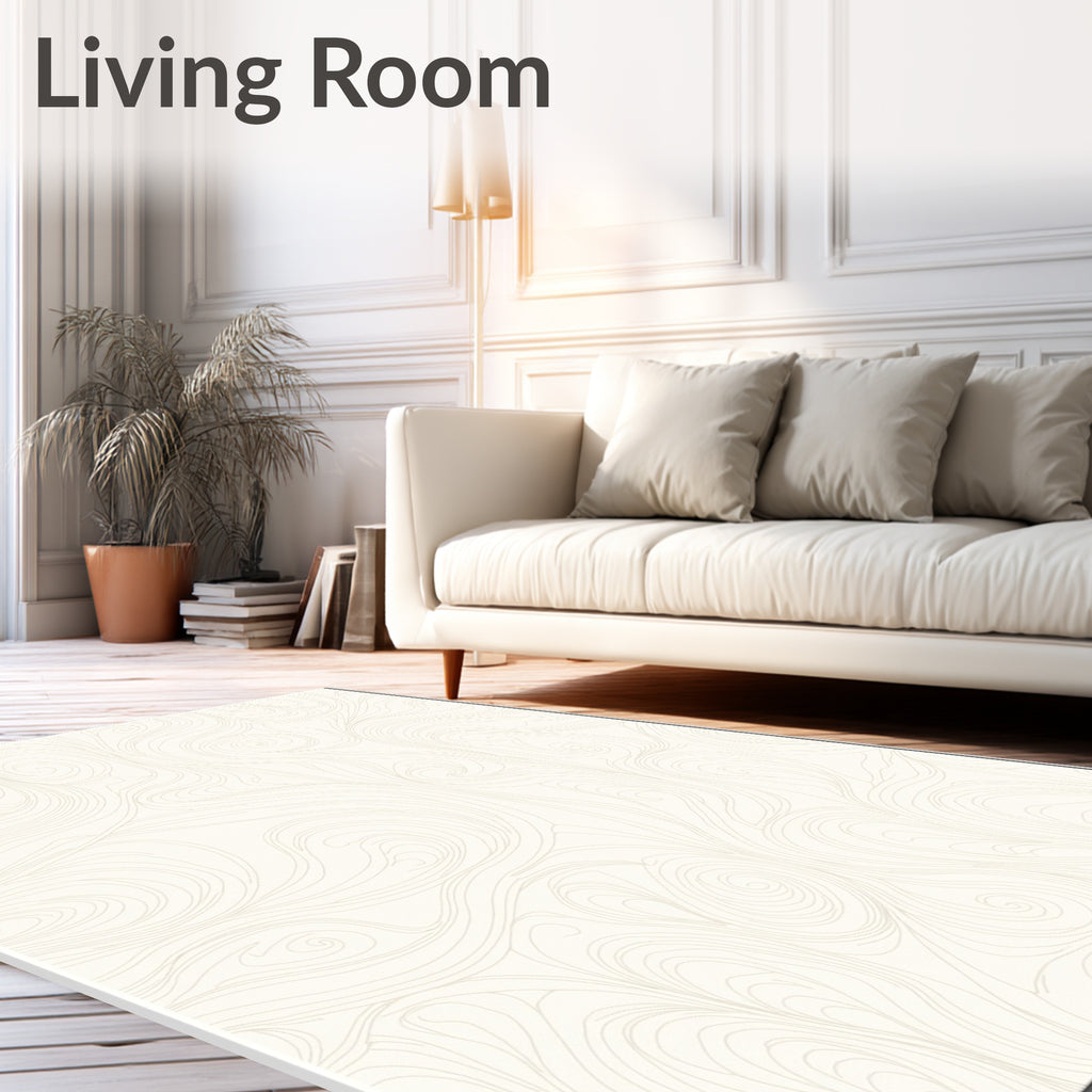 Minimalist Cream Swirling Lines Rug