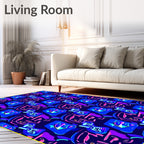Abstract Neon Face Geometric Rug