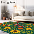 Whimsical Gnomes Sunflowers Pumpkin Garden Rug