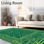 Emerald Green Geometric Circuit Rug