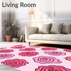 Pink Hearts and Roses Garden Rug