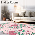 Pink Floral Swirl Botanical Rug