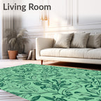 Verdant Emerald Leaf Swirls Rug