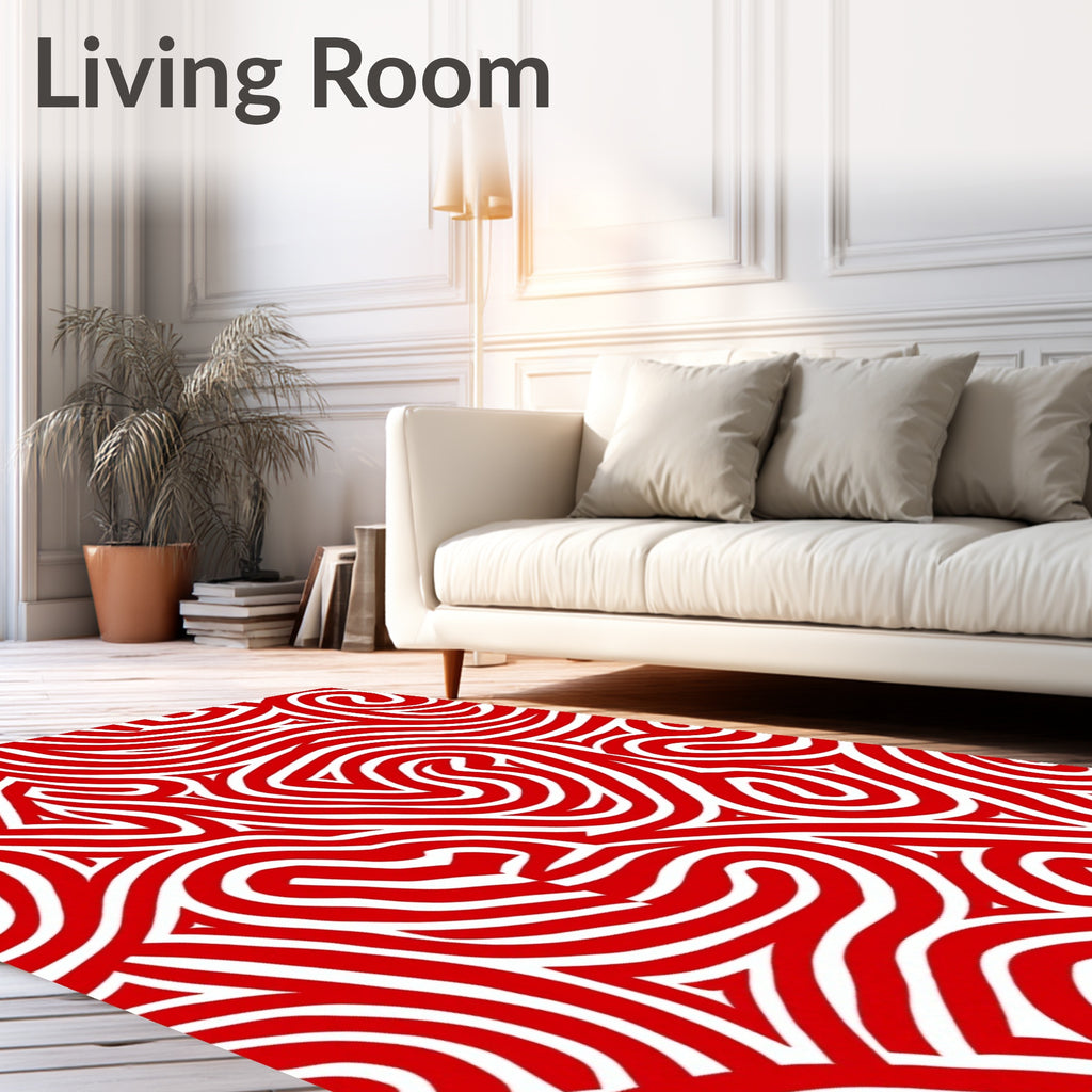 Bold Red Abstract Swirl Rug