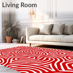 Bold Red Abstract Swirl Rug