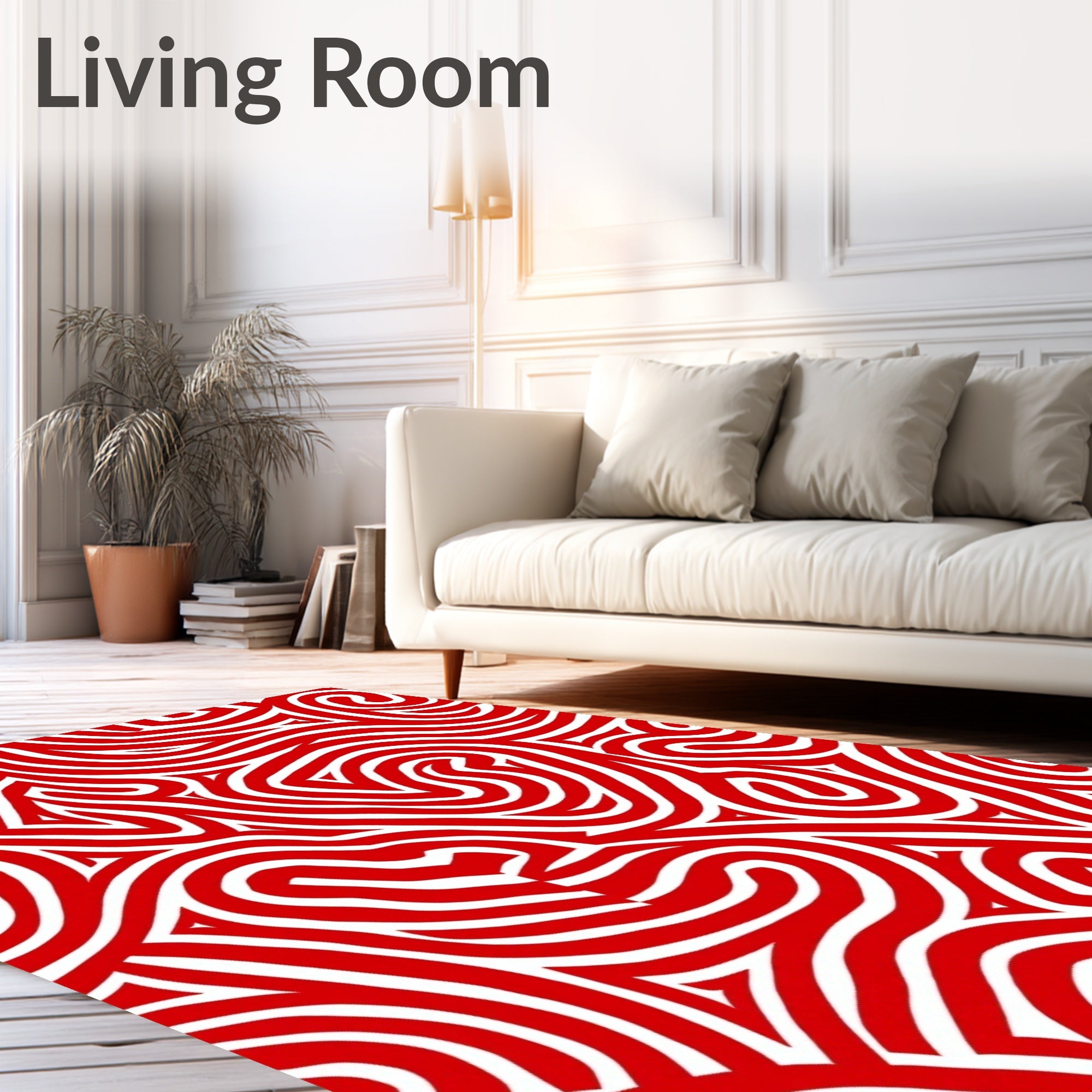 Bold Red Abstract Swirl Rug