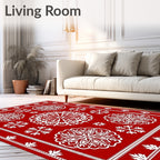 Crimson Ice Flower Scatter Rug