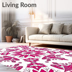 Rich Fuchsia Floral Mandala Reflections Rug
