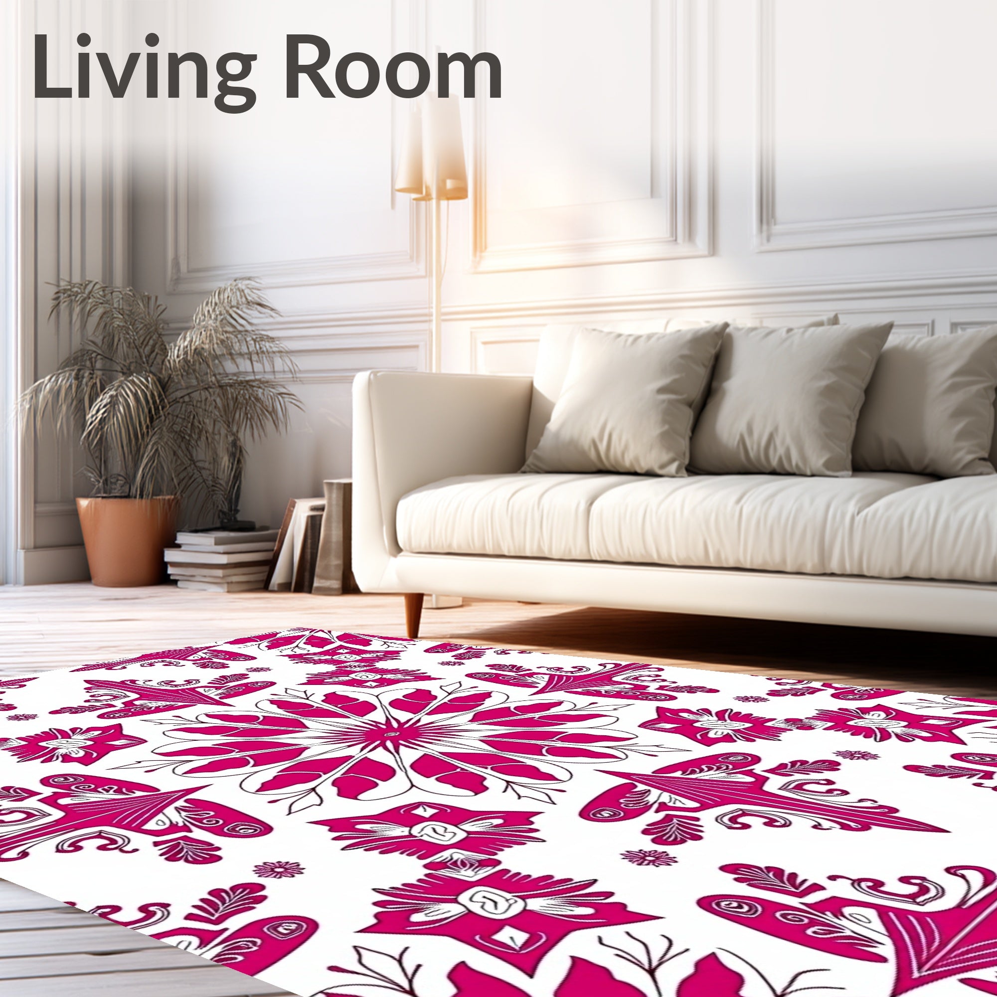 Rich Fuchsia Floral Mandala Reflections Rug