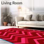 Crimson Pink Chevron Stripes Rug