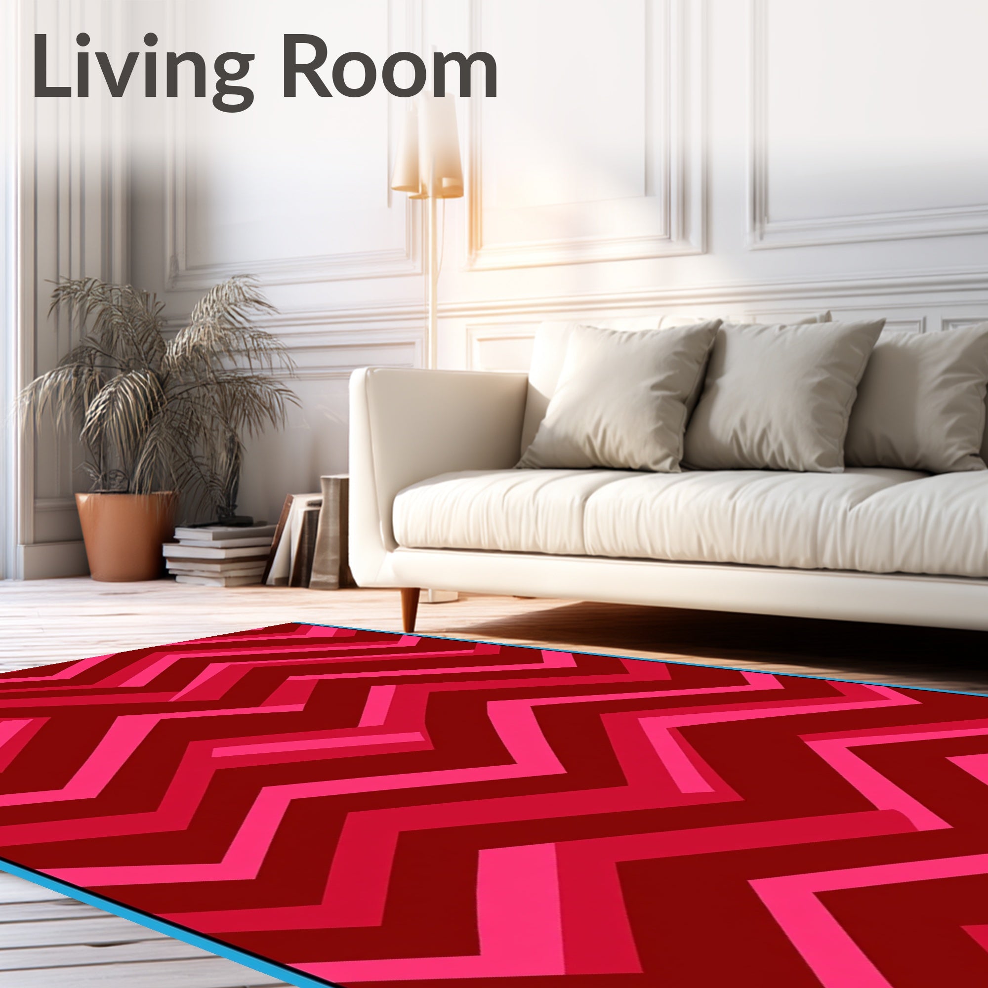 Crimson Pink Chevron Stripes Rug