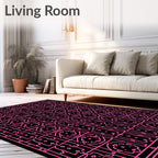 Pink Geometric Tribal Figure Medallion Rug