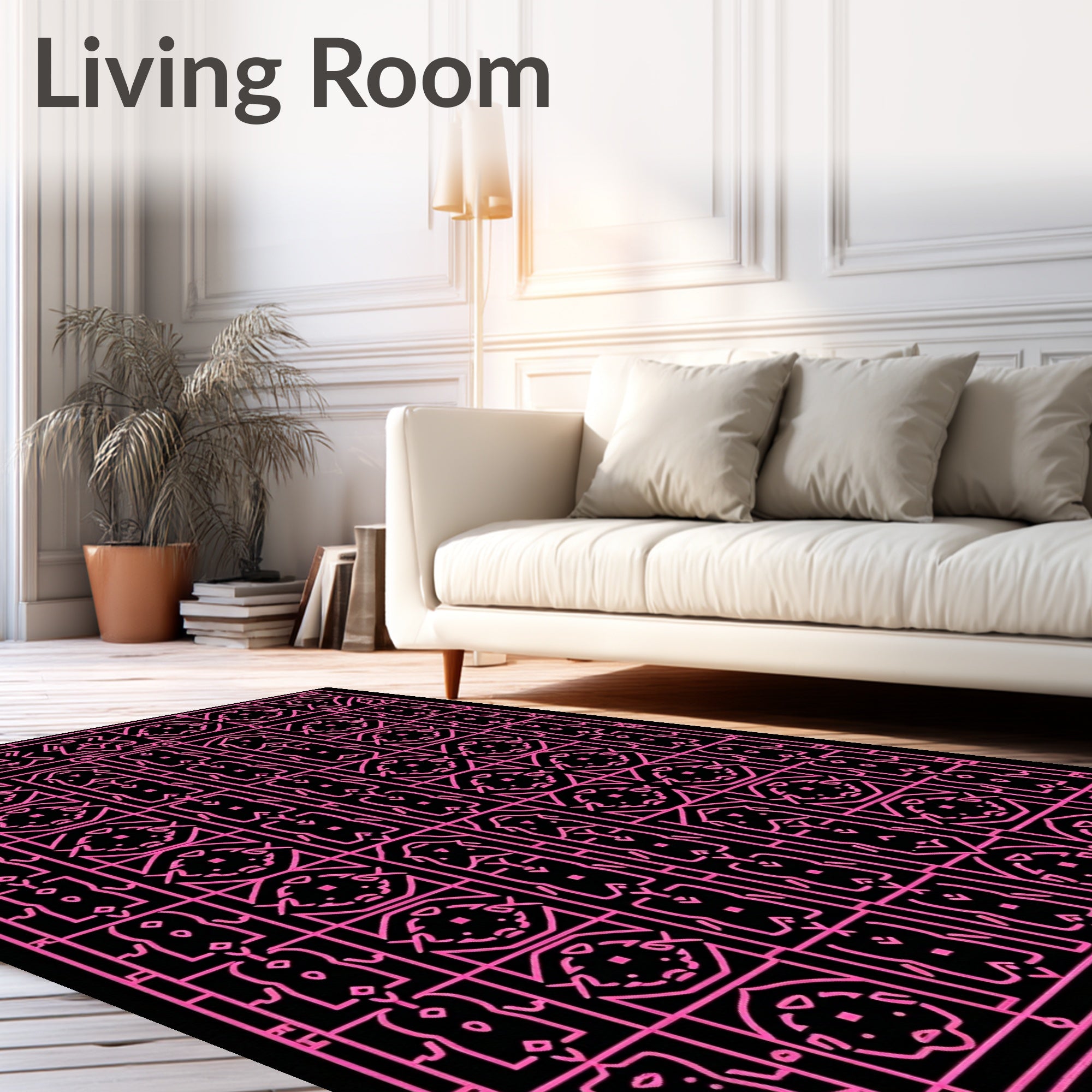 Pink Geometric Tribal Figure Medallion Rug