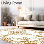 Golden Scrollwork Medallion Arrangement Rug