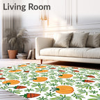 Autumn Orange Pumpkin Green Leaf Garden Rug