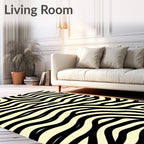 Black and Cream Wavy Stripes Rug