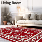 Scarlet Symmetry Bloom Border Rug