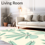 Pale Green Fern Leaf Repeat Rug