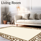 Brown Floral Scroll Frame Rug