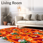 Whimsical Halloween Gnome Pumpkin Leaves Rug