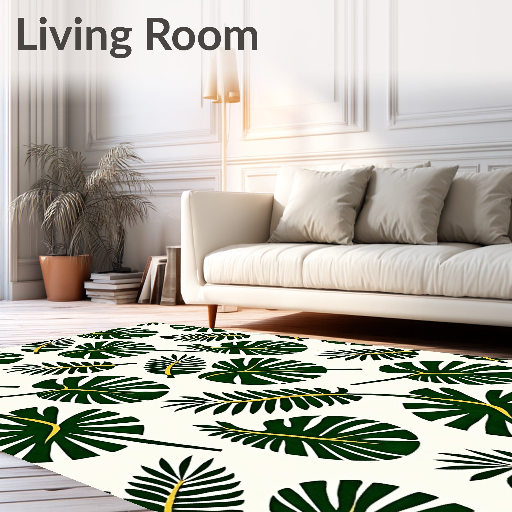 Vibrant Green Tropical Leaf Scatter Rug