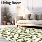 Olive Green Symmetric Medallion Geometric Rug