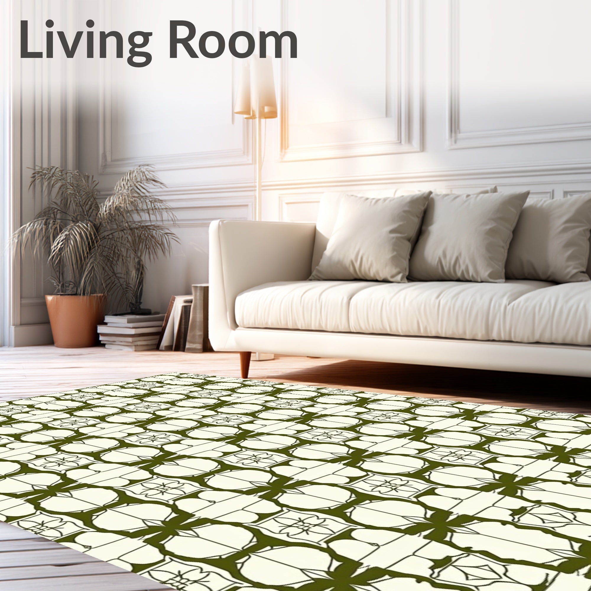 Olive Green Symmetric Medallion Geometric Rug