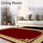 Ornate Golden Filigree Border Rug