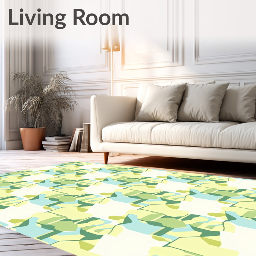 Abstract Geometric Green Blue Shapes Rug