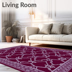 Deep Plum Ornate Lattice Field Rug