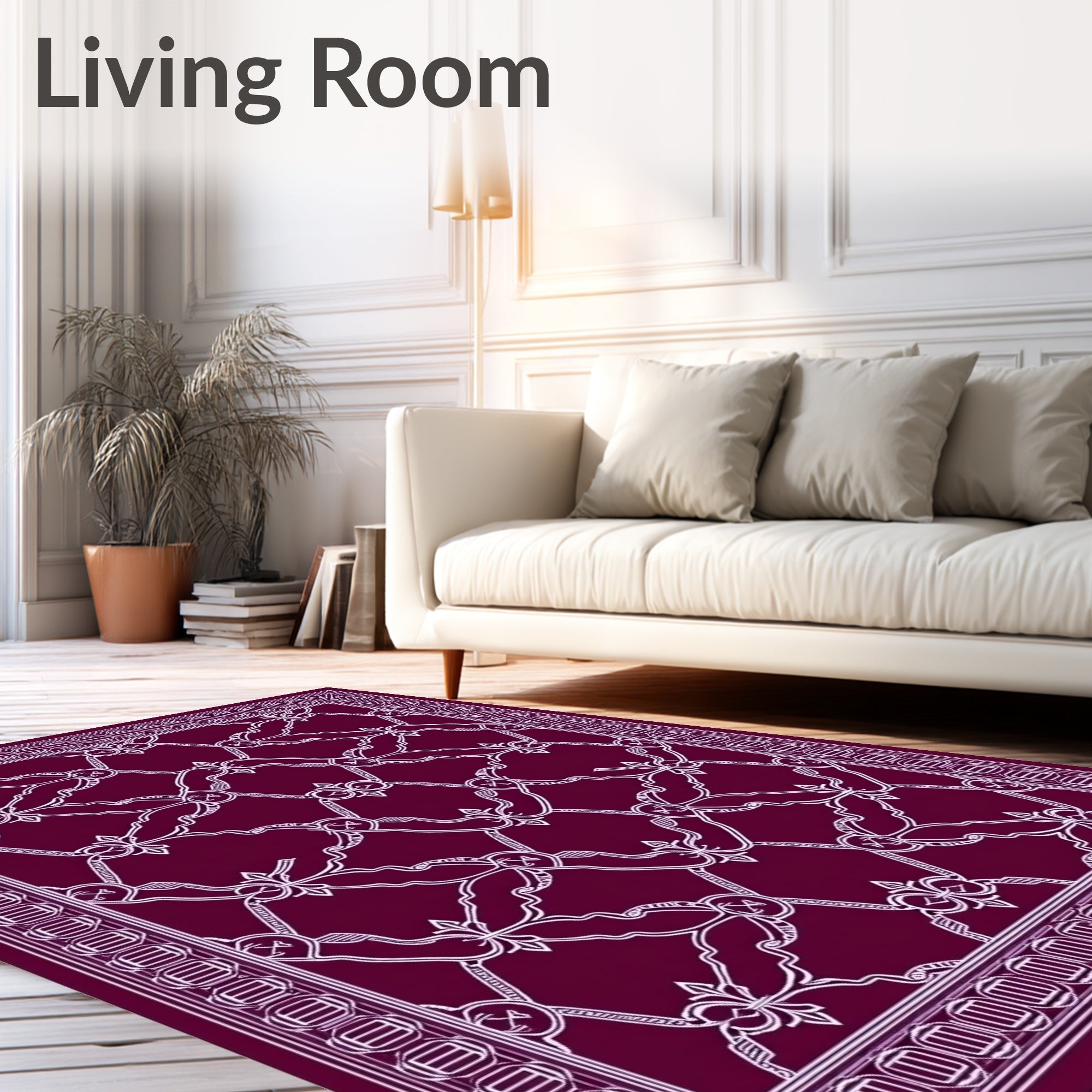 Deep Plum Ornate Lattice Field Rug