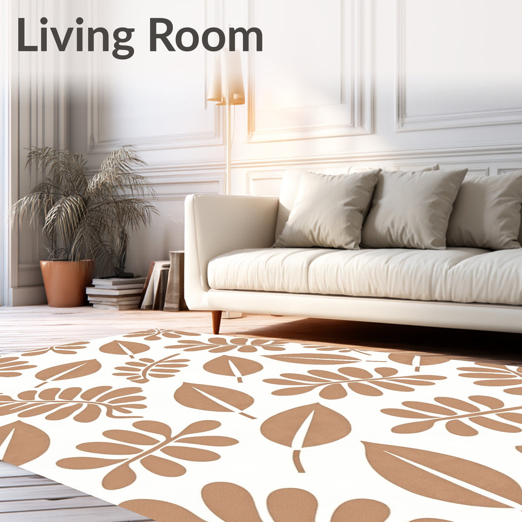 Modern Neutral Leaf Scatter Rug