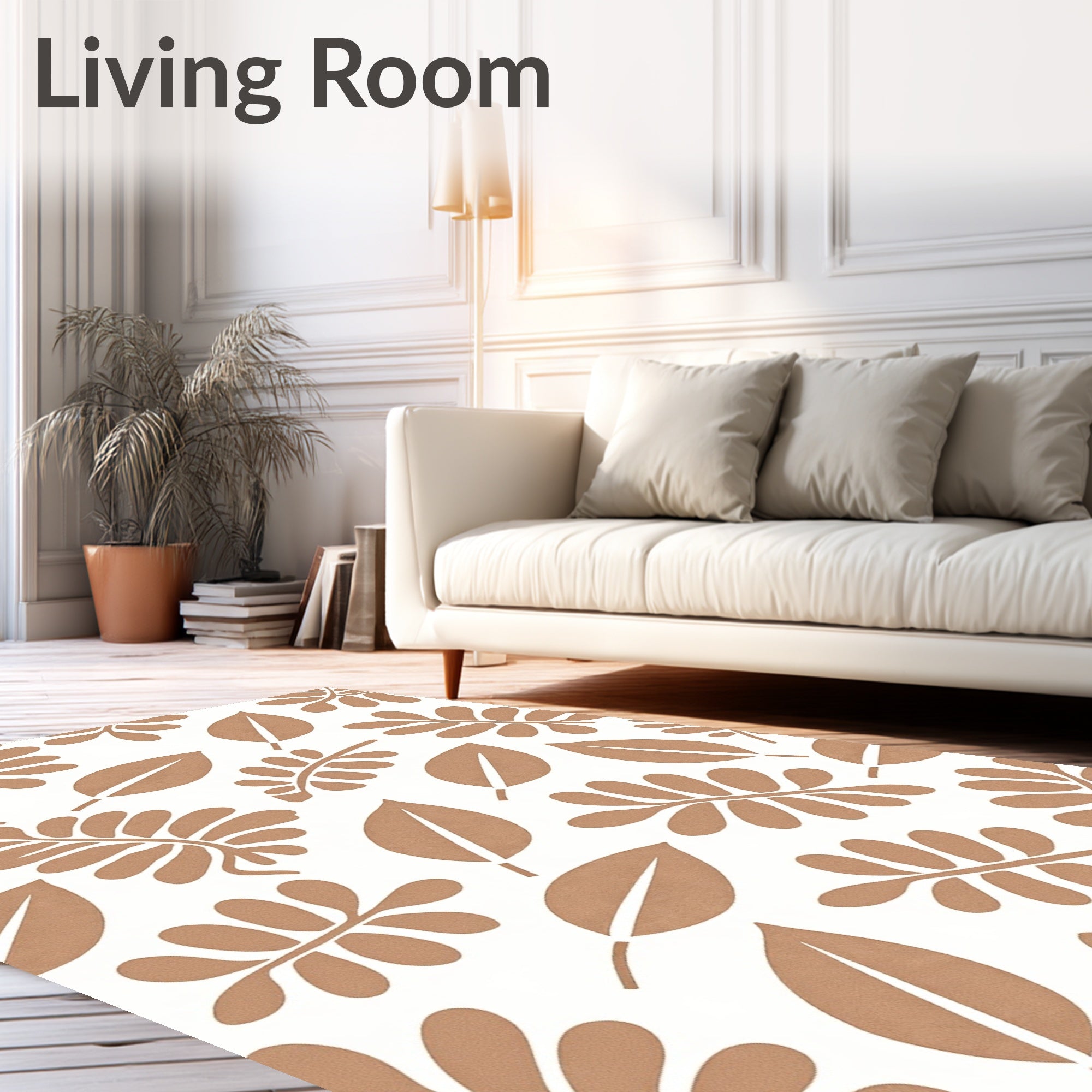 Modern Neutral Leaf Scatter Rug