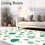 Whimsical Green Mushroom Forest Floor Rug