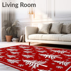White Pine Snowflakes Red Blanket Rug