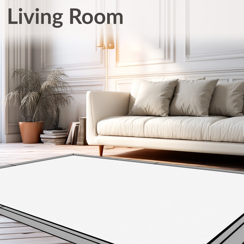 Modern Gray Geometric Border Rug