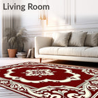 Crimson Ivory Ornate Medallion Border Rug