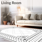 Black White Geometric Interlocking Lines Rug