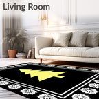 Golden Tree Snowflake Border Rug