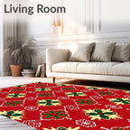 Holiday Red Floral Medallion Repeats Rug