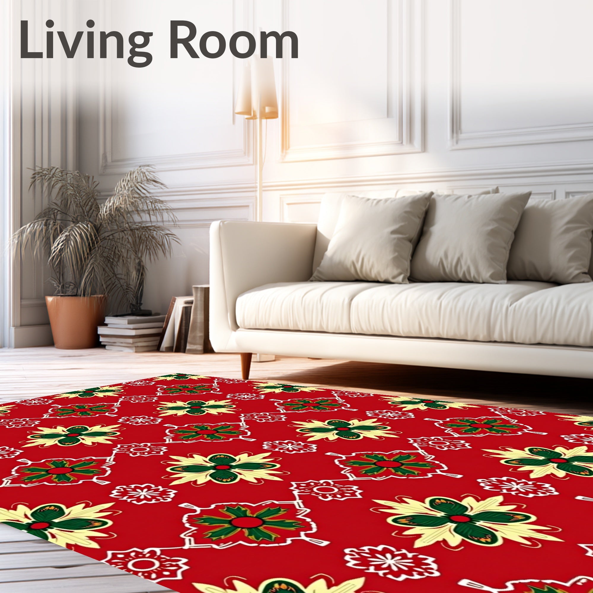 Holiday Red Floral Medallion Repeats Rug