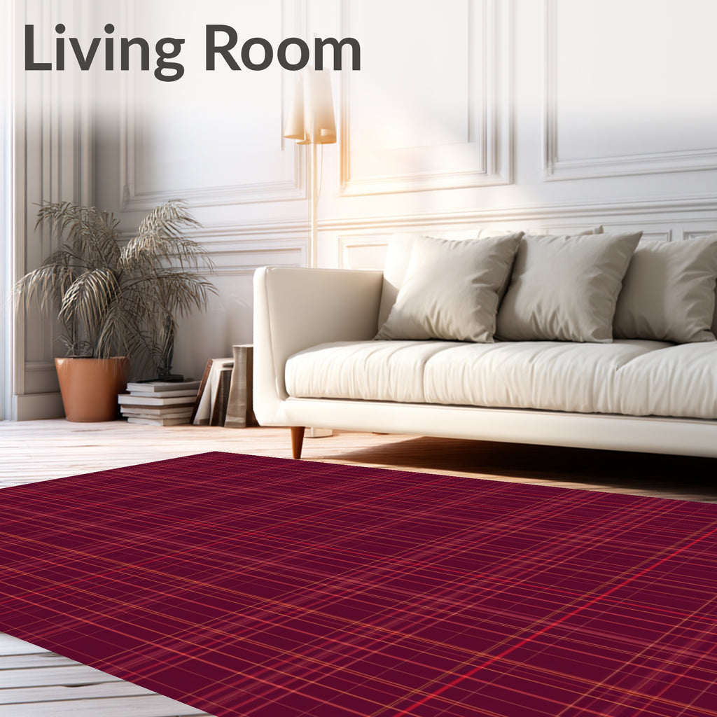 Burgundy Red Tartan Checks Rug