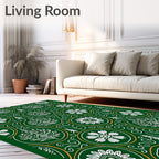 Emerald Green Floral Medallion Trees Rug