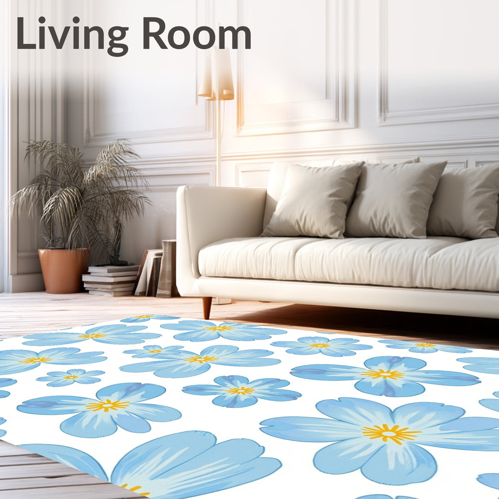 Gentle Blue Forget-Me-Not Blooms Rug