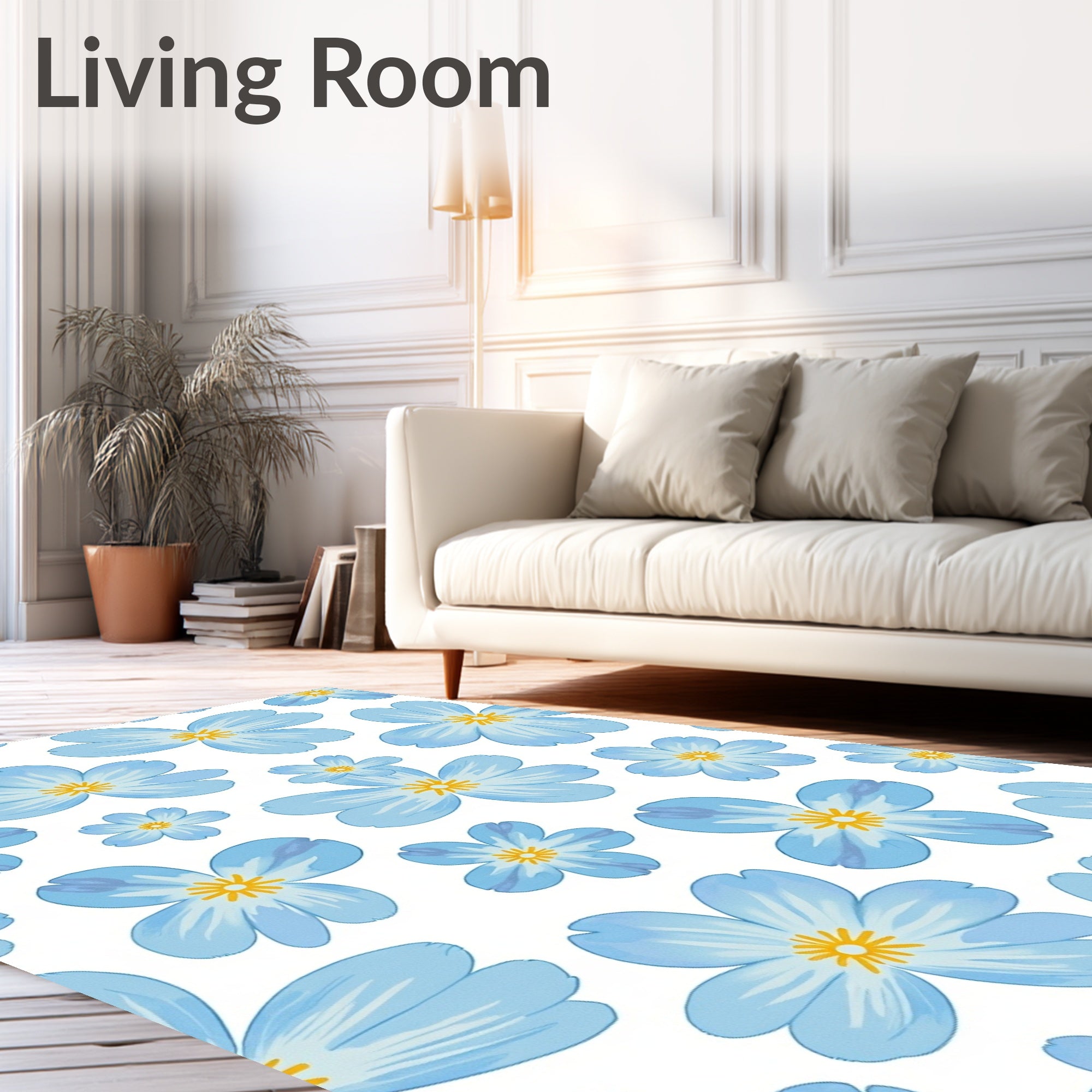 Gentle Blue Forget-Me-Not Blooms Rug