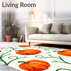 Autumn Pumpkin Vine Swirl Rug