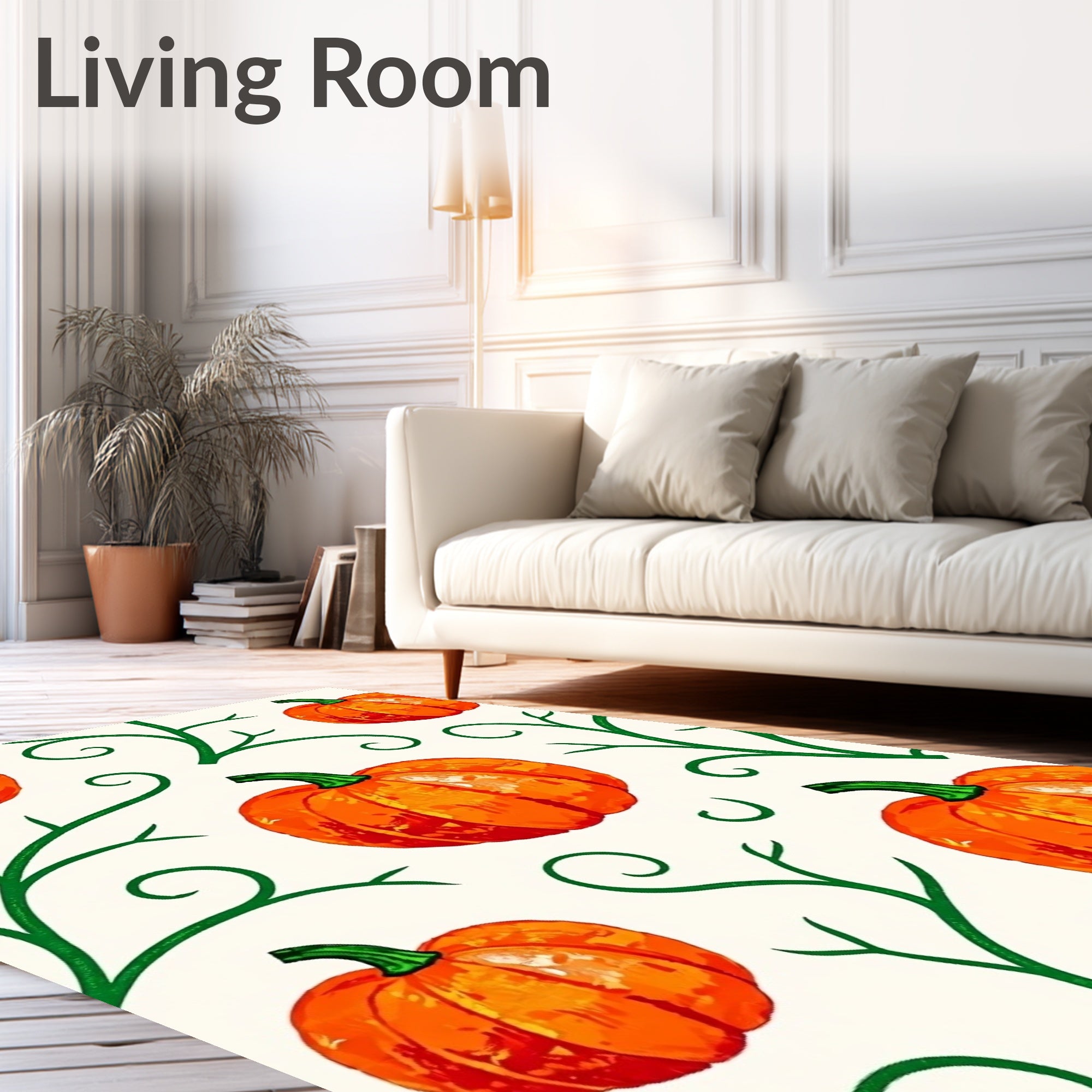 Autumn Pumpkin Vine Swirl Rug