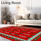 Bold Red White Green Diamond Vertical Rug