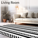 Bold Black White Striped Variety Rug