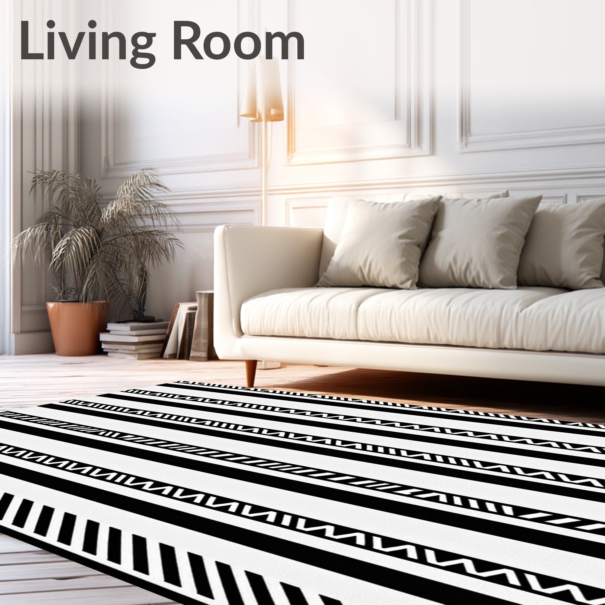 Bold Black White Striped Variety Rug